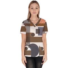 Background Wallpaper Abstract Women s V-neck Scrub Top