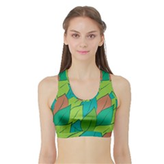 Leaves Pattern Autumn Background Sports Bra With Border