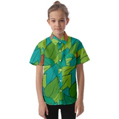 Leaves Pattern Autumn Background Kids  Short Sleeve Shirt