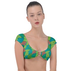 Leaves Pattern Autumn Background Cap Sleeve Ring Bikini Top