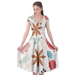 Nature Flora Background Wallpaper Cap Sleeve Wrap Front Dress