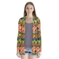 Fruits Star Blueberry Cherry Leaf Drape Collar Cardigan