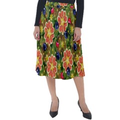 Fruits Star Blueberry Cherry Leaf Classic Velour Midi Skirt 