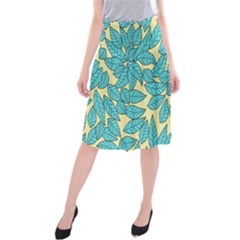 Illustration Sheets Dry Leaves Print Pattern Midi Beach Skirt by Ravend