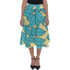 Illustration Sheets Dry Leaves Print Pattern Perfect Length Midi Skirt