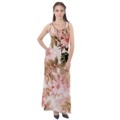 Flower Plant Vintage Retro Sleeveless Velour Maxi Dress