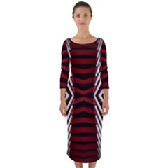 Abstract Pattern Quarter Sleeve Midi Bodycon Dress by Ravend