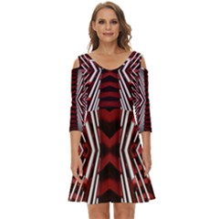 Abstract Pattern Shoulder Cut Out Zip Up Dress by Ravend