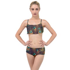 Peacock Feathers Layered Top Bikini Set by Ravend