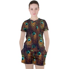 Peacock Feathers Women s Tee And Shorts Set