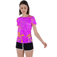 Spring Tropical Floral Palm Bird Back Circle Cutout Sports Tee by Ravend