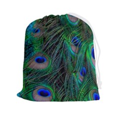 Beautiful Peacock Feathers Drawstring Pouch (2xl)