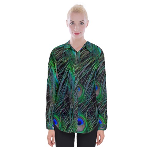 Beautiful Peacock Feathers Womens Long Sleeve Shirt by Ravend