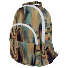 Abstract Painting In Colored Paints Rounded Multi Pocket Backpack