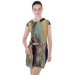 Abstract Painting In Colored Paints Drawstring Hooded Dress