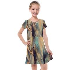 Abstract Painting In Colored Paints Kids  Cross Web Dress