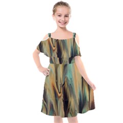 Abstract Painting In Colored Paints Kids  Cut Out Shoulders Chiffon Dress