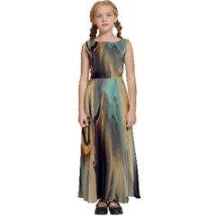 Abstract Painting In Colored Paints Kids  Satin Sleeveless Maxi Dress