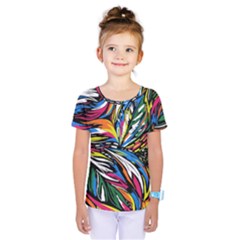 Tropical Monstera Pattern Leaf Kids  One Piece Tee