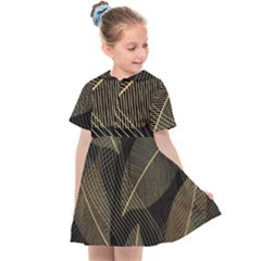 Leaves Nature Art Design Pattern Kids  Sailor Dress by Ravend