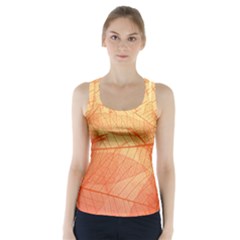 Orange Leaf Texture Pattern Racer Back Sports Top by Ravend