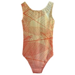 Orange Leaf Texture Pattern Kids  Cut-out Back One Piece Swimsuit