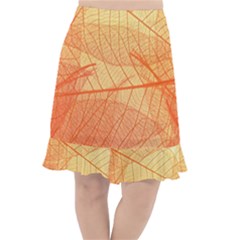 Orange Leaf Texture Pattern Fishtail Chiffon Skirt
