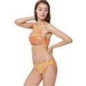 Orange Leaf Texture Pattern Banded Triangle Bikini Set View2