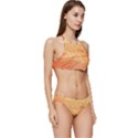 Orange Leaf Texture Pattern Banded Triangle Bikini Set View3