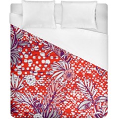 Leaf Red Point Flower White Duvet Cover (california King Size) by Ravend