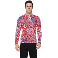 Leaf Red Point Flower White Men s Long Sleeve Rash Guard