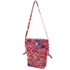 Leaf Red Point Flower White Folding Shoulder Bag