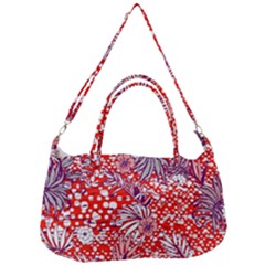 Leaf Red Point Flower White Removal Strap Handbag by Ravend