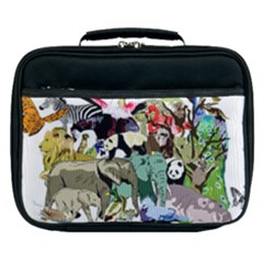 Zoo-animals-peacock-lion-hippo Lunch Bag by Pakrebo