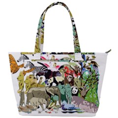 Zoo-animals-peacock-lion-hippo Back Pocket Shoulder Bag  by Pakrebo