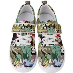 Zoo-animals-peacock-lion-hippo Men s Velcro Strap Shoes by Pakrebo