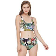 Zoo-animals-peacock-lion-hippo Frilly Bikini Set by Pakrebo