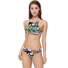 Zoo-animals-peacock-lion-hippo Banded Triangle Bikini Set by Pakrebo