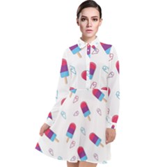 Ice Cream Popsicles Wallpaper Long Sleeve Chiffon Shirt Dress