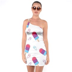 Ice Cream Popsicles Wallpaper One Soulder Bodycon Dress