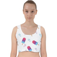 Ice Cream Popsicles Wallpaper Velvet Racer Back Crop Top