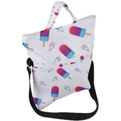 Ice Cream Popsicles Wallpaper Fold Over Handle Tote Bag