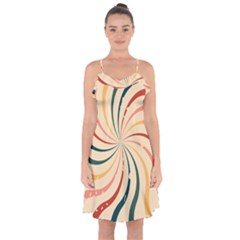 Swirl Star Pattern Texture Old Ruffle Detail Chiffon Dress