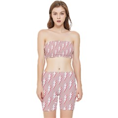 Thunder Flash Abstract Texture Art Stretch Shorts And Tube Top Set