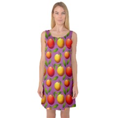 Illustration Fruit Pattern Seamless Sleeveless Satin Nightdress