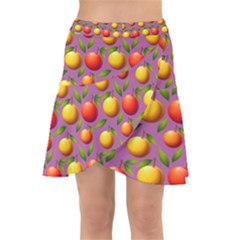 Illustration Fruit Pattern Seamless Wrap Front Skirt by Ravend