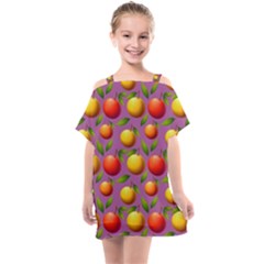 Illustration Fruit Pattern Seamless Kids  One Piece Chiffon Dress by Ravend