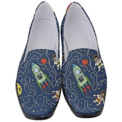 Illustration Cat Space Astronaut Rocket Maze Women s Classic Loafer Heels