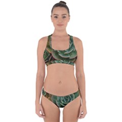 Green Orchid Plant Pattern Cross Back Hipster Bikini Set