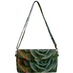 Green Orchid Plant Pattern Removable Strap Clutch Bag